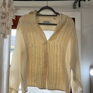 Ellen Tracy Pleated Cream Blouse